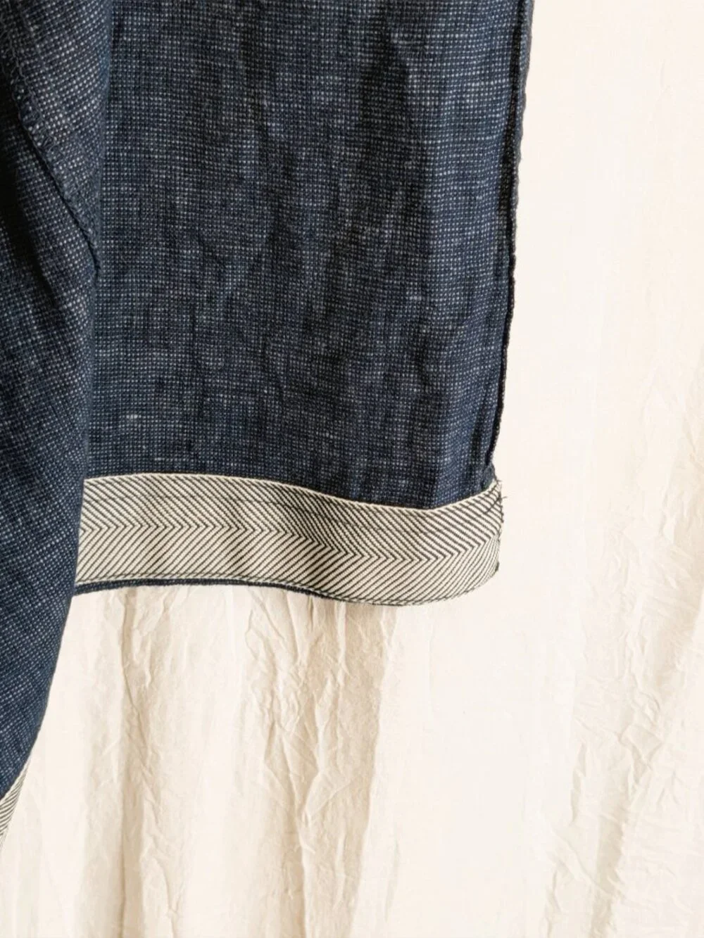 Nicole Miller Dark Blue Split Front 100% European Linen Maxi Skirt Small